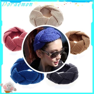 DORAEMON Nuevo Crochet Hair Band Invierno Twist Headwear Diadema de punto Mujeres Regalos Caliente Moda Vintage/Multicolor
