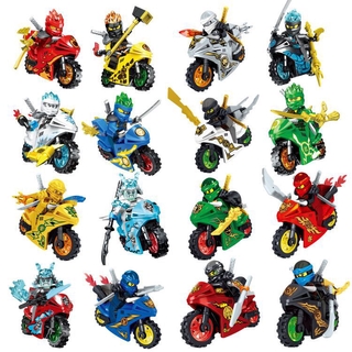 1pc Ninjago Cool Motorcycle With Weapons Small Building Blocks Mini Figure Toys Send By Random (1)