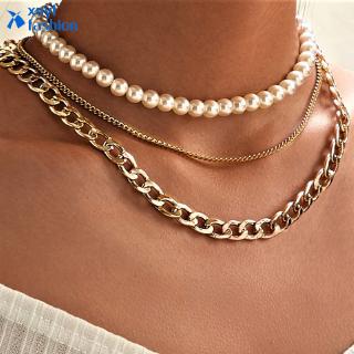 personalizado retro perla oro multicapa cadena elegante collar gargantilla collares mujeres accesorios regalo