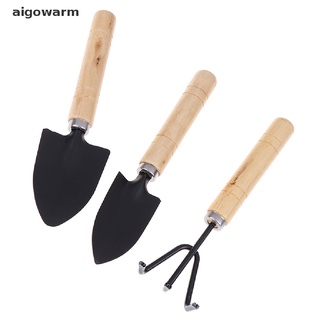 aigowarm 3 unids/set mini juego de herramientas de jardín pala rastrillo spade bonsai juego de herramientas de mango de madera mx