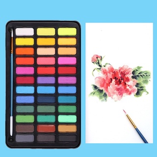 Pintura de Acuarelas Profesionals , Pigmento de 24/36 colores para Niños con Pincel y Juego de Dibujo de Papel Papelería (5)