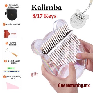 [Onemetertbg]Kalimba 17 teclas de cristal rosa transparente para pulgar Piano acrílico dedo Piano y herramienta
