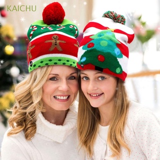 KAICHU Hogar Decoración navideña Decoración de año nuevo Iluminación LED Sombrero tejido Regalo de navidad Partido Niños Adultos Suave Unisexo Papá Noel Gorro