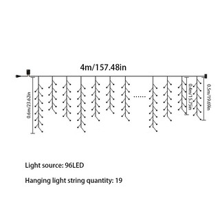 4*0.6M LED cortina Icicle cadena de luces impermeable decorativo 8 modos para fiesta casa dormitorio (8)