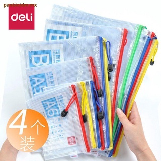 Bolsa de archivo Deli A4, bolsa de malla transparente para estudiantes, bolsa con cremallera, bolsa de almacenamiento impermeable multicapa, bolsa de archivo de gran capacidad