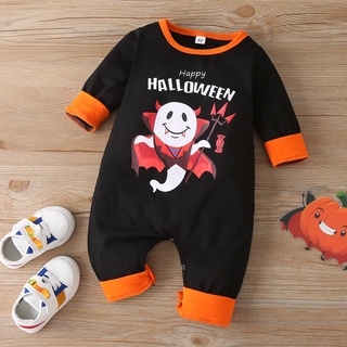 ╭trendywill╮Newborn Infant Baby Boys Girls Cartoon Halloween Long Sleeve Romper Jumpsuit (1)