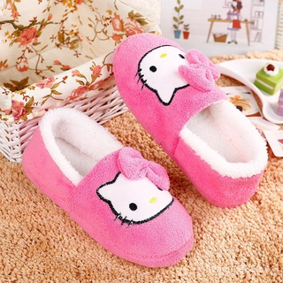 🔥Stock listo🔥Zapatos de moda para mujer Hello Kitty cálidas zapatillas de felpa para casa lindo dormitorio zapatilla