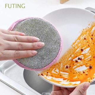 FUTING Circular Trapo Doble cara Tela de limpieza Esponja de limpieza Para la limpieza de ollas y sartenes Familia No pegajoso Multifunción Lavavajillas Depurador de cocina