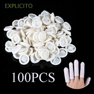 EXPLICITO 100PCS Antideslizante Finger Cover Desechables Guantes de goma Finger Cots Protectores de dedo Herramienta del arte del clavo Natural LaTeX Protector guantes