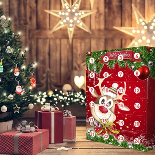 24 Days Christmas Countdown Advent Calendar Surprise Resin Pendant Keychain Ornaments Decoration Christmas Gift even
