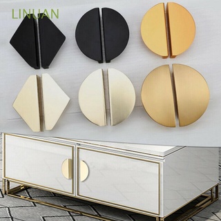 LINUAN Nordic Drawer Pull Knob Geometric Furniture Hardware Door Handles Space Aluminum Matte Black Cabinet Wardrobe Golden Cupboard