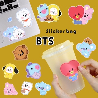 KPOP BTS Cartoon Pack Luggage Wall Refrigerator Sticker BT21 Stickers Celebrity Accessories