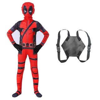 superhéroe deadpool elasticidad body +máscara + guantes spiderman vengadores disfraces cosplay para niños niño (3)