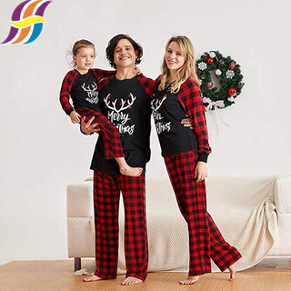 Conjunto De La Familia : Pijama De Navidad A Juego De Un (Tops + Pantalones) Ropa De Dormir Pareja Niños