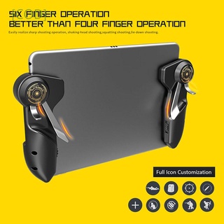 Joystick de juego para Ipad Tablet botón de fuego Gamepad controlador de juegos accesorios de seis dedos para PUBG L1R1 Durable Metal agarre gatillo/Multicolor