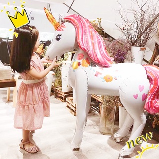 116x106cm grande 3D de pie unicornio de papel de aluminio globo bebé cumpleaños centro comercial decoración de eventos