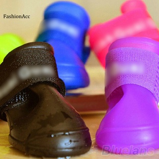 /TY/ 4pcs zapatos para mascotas perro impermeable botas de lluvia botines zapatos de goma colores caramelo (9)
