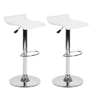 GOMYHOME Taburetes de bar de diseño moderno con altura ajustable y rotación de 360 ​​°(Juego de 2 Blanco)