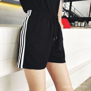 YYFS👗Pantalones cortos deportivos mujer verano nuevo estudiante holgado estilo coreano que adelgaza cintura alta corriendo pantalones cortos casuales de pierna ancha (1)