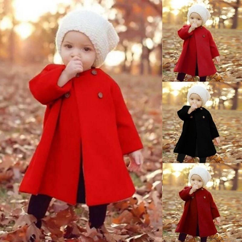 Chamarra de bebé niña larga lana cortavientos abrigos niños princesa Outwear