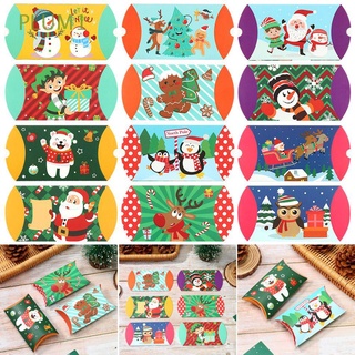 PLUM1 36Pcs Nuevo Cajas de papel para dulces Suministros para fiestas Navidad Bolsa de regalo de papel kraft Regalos Alce Árbol de Navidad Bolsa de regalo Caja con forma de almohada