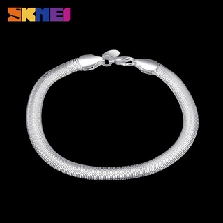 SKMEI oficial joyería plana suave serpiente hueso pulsera de los hombres de la moda geométrica forma de serpiente pulsera de plata H164 (3)