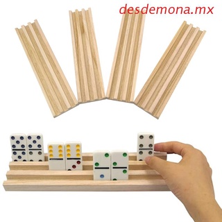 desdemona Wooden Domino Trays Set of 4, Domino Racks for Domino Tiles, Domino Holders for Mexican Train, Mahjong, Domino Games