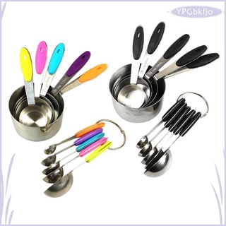 [Fashion items] 10pc Measuring Cups and Spoons Set, Stainless Steel Measuring Cup Sets, Kitchen Measure Set 5 Cups 5 Spoons, for Baking