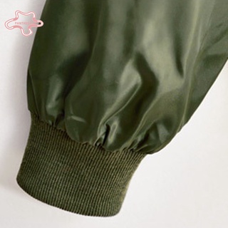 pantherpink Women Autumn Winter Long Sleeve Badge Varsity Jacket Zip Pockets Coat Outerwear (4)