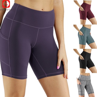Women's Workout Shorts Out Pockets High Waisted Yoga Athletic Cycling Hiking Sports Shorts