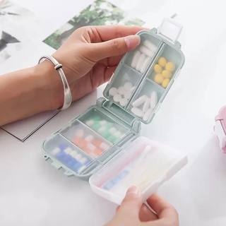 Caja de medicina pequeña Caja de tres capas plegable portátil creativa Caja de plástico con subenvases de 8 rejillas Caja de pastillas en stock 1 Uds