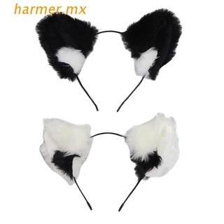 har1 hairy bear earwear clever kitty orejas adornos de pelo suave tocar animal cosplay accesorio negro blanco