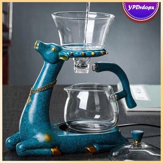 [good] tetera de vidrio borosilicato alto goteo olla infusor de té café olla de vidrio resistente al calor tetera con decoración base reno (7)