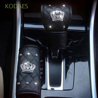 KODAES Fashion Hand Brake Cover High Quality Gear Shift Knob Cover Car Seat Belt Cover Car Accessories Universal Crown Diamond Leather Shine Crystal Car Interior Decor