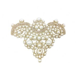 1 pza clip de perlas de Flor con pedrería de hierro en Applique Emblema Pa D0E8 V9C0