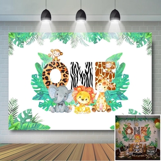 Jungle Safari animales tema telón de fondo 1er cumpleaños telón de fondo para león elefante mono niño primer cumpleaños fiesta banderas decoración
