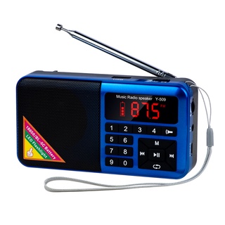 Y-509 Portable FM Radio Mini Digital Raido Speaker with LED Flashlight Screen Display MP3 Music Player