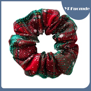 5Pcs Christmas Hair Scrunchies, Soft Elastic Hair Ties Hair Bands Plaid Snowflake Pattern Top Knots Buns Hair