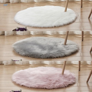 fdg alfombra redonda esponjosa de lana Artificial decoración del hogar para dormitorio habitación de niños (1)