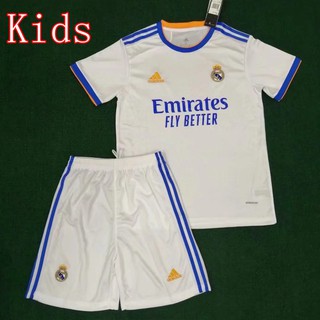 Top calidad Real Madrid home shirt niños Set 21/22 Real Madrid home Football Jersey Set niños
