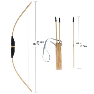 Arco de madera de madera con 3 flechas y carcaj niños juguete de madera arco arco DIY conjunto (6)