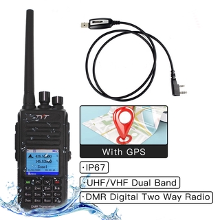 TYT MD-UV390 Walkie Talkie IP67 Impermeable Radio De Doble Banda-380 VHF UHF Digital DMR Dos Vías Dual Time Dlot Transceptor
