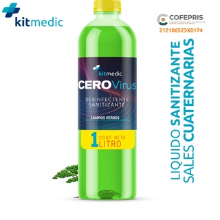 CeroVirus Sanitizante 1L rinde 100Lts Aroma Campos Verdes COFEPRIS Sales Cuaternarias Desinfectante