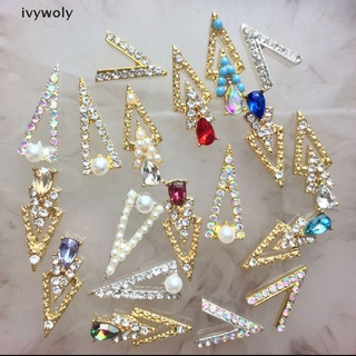 Charms Ivywoly 10PCS Triángulo 3D Arte De Uñas Diamantes De Imitación Pegatinas Esmalte Gel Aleación Encantos MX