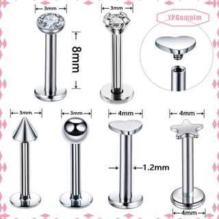 12 piezas de acero inoxidable nariz anillo barra nariz perno labio Labret Piercing Kit de joyería para mujeres niñas Tragus oreja Piercing (6)