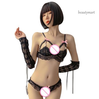 xg mujeres sexy see through tul deep v sujetador g-string tanga ropa de dormir cosplay set (6)
