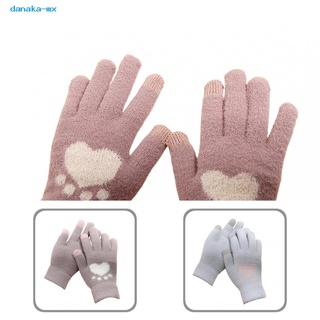 danaka caliente guantes de invierno patrón de corazón pantalla táctil amigable a la piel para viajes