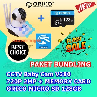 Cctv Baby Cam V380 720P 2MP + tarjeta de memoria ORICO MICRO SD 128GB guardar