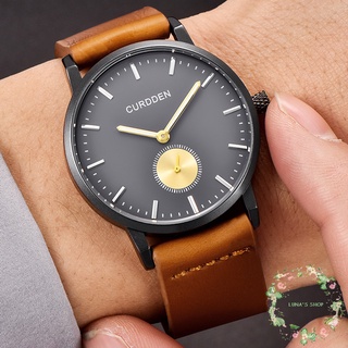 Reloj de pulsera ultrafino de cuarzo con correa de cuero PU para hombres y mujeres
