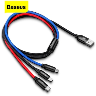 baseus 3 en 1 cable usb tipo c para samsung s20 redmi note 9s micro cable usb cable de alambre para iphone 11 8 xr (1)